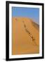 Namibia, Namib-Naukluft National Park, Sossusvlei. Tourists climbing Dune 45.-Ellen Goff-Framed Premium Photographic Print