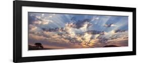 Namibia, Namib-Naukluft Park. Panoramic of God beams over desert at sunset.-Jaynes Gallery-Framed Photographic Print