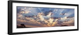 Namibia, Namib-Naukluft Park. Panoramic of God beams over desert at sunset.-Jaynes Gallery-Framed Photographic Print