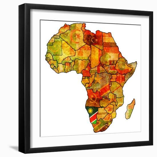 Namibia on Actual Map of Africa-michal812-Framed Premium Giclee Print