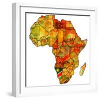 Namibia on Actual Map of Africa-michal812-Framed Premium Giclee Print