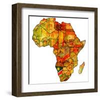 Namibia on Actual Map of Africa-michal812-Framed Art Print