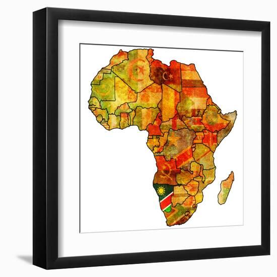 Namibia on Actual Map of Africa-michal812-Framed Art Print