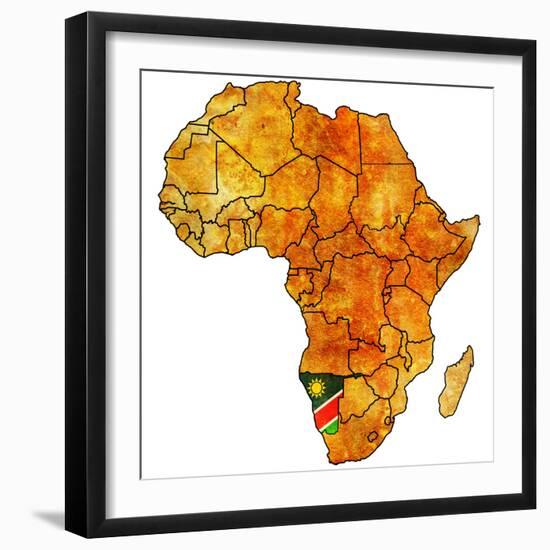 Namibia on Actual Map of Africa-michal812-Framed Premium Giclee Print