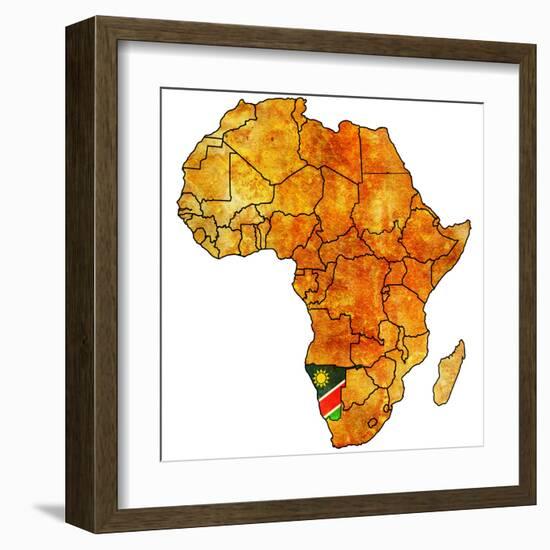 Namibia on Actual Map of Africa-michal812-Framed Art Print