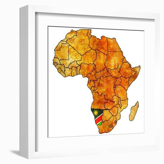 Namibia on Actual Map of Africa-michal812-Framed Art Print