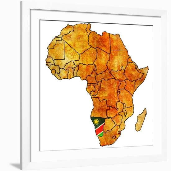 Namibia on Actual Map of Africa-michal812-Framed Art Print