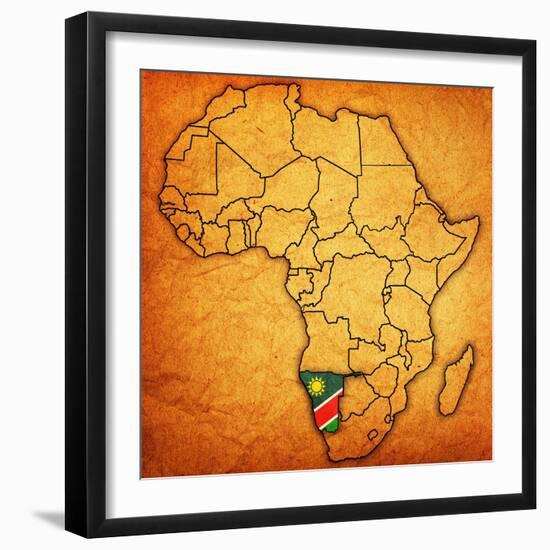 Namibia on Actual Map of Africa-michal812-Framed Art Print