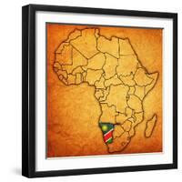 Namibia on Actual Map of Africa-michal812-Framed Art Print