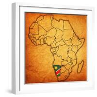 Namibia on Actual Map of Africa-michal812-Framed Art Print