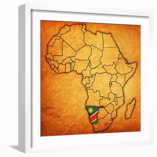 Namibia on Actual Map of Africa-michal812-Framed Art Print