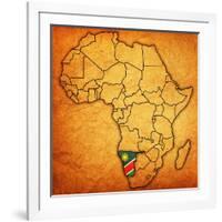 Namibia on Actual Map of Africa-michal812-Framed Art Print