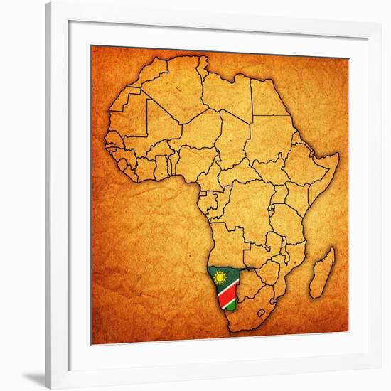 Namibia on Actual Map of Africa-michal812-Framed Art Print