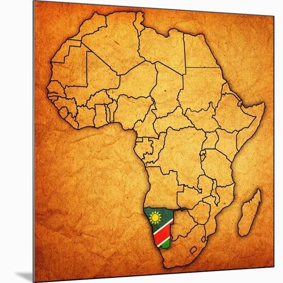 Namibia on Actual Map of Africa-michal812-Mounted Art Print