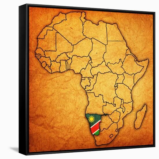 Namibia on Actual Map of Africa-michal812-Framed Stretched Canvas