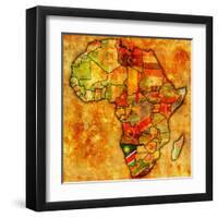 Namibia on Actual Map of Africa-michal812-Framed Art Print