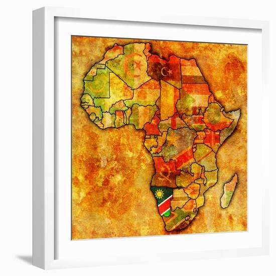 Namibia on Actual Map of Africa-michal812-Framed Art Print