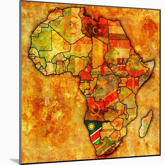 Namibia on Actual Map of Africa-michal812-Mounted Art Print