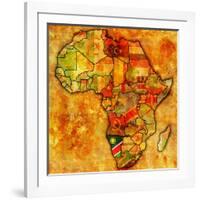 Namibia on Actual Map of Africa-michal812-Framed Art Print