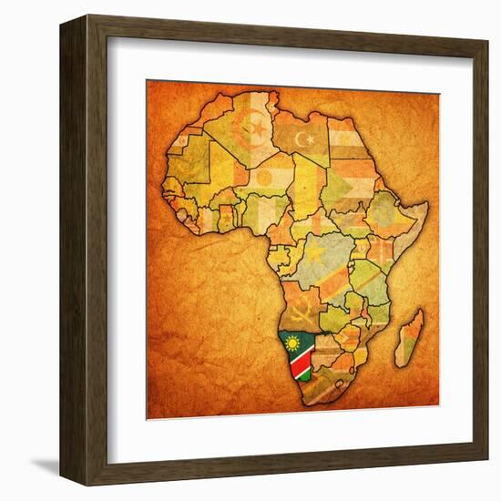 Namibia on Actual Map of Africa-michal812-Framed Art Print