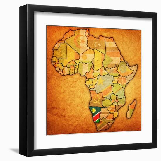 Namibia on Actual Map of Africa-michal812-Framed Art Print