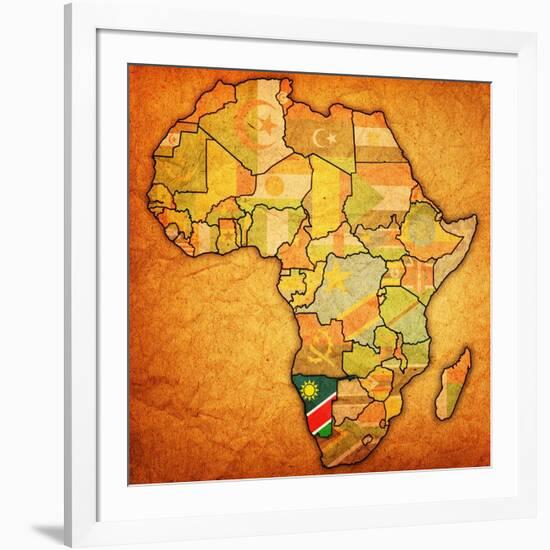 Namibia on Actual Map of Africa-michal812-Framed Art Print