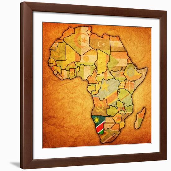 Namibia on Actual Map of Africa-michal812-Framed Art Print