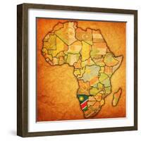 Namibia on Actual Map of Africa-michal812-Framed Art Print