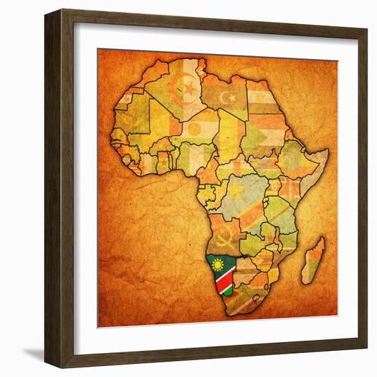 Namibia on Actual Map of Africa-michal812-Framed Art Print