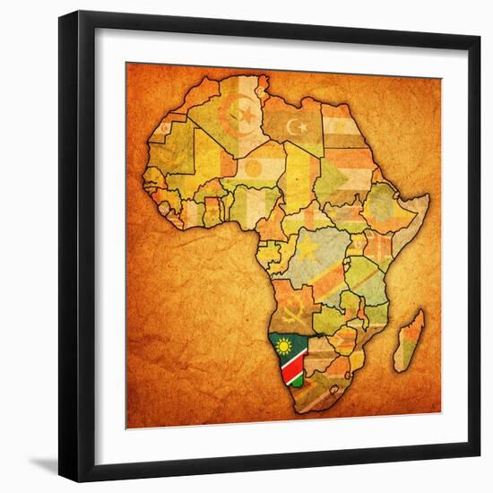 Namibia on Actual Map of Africa-michal812-Framed Art Print