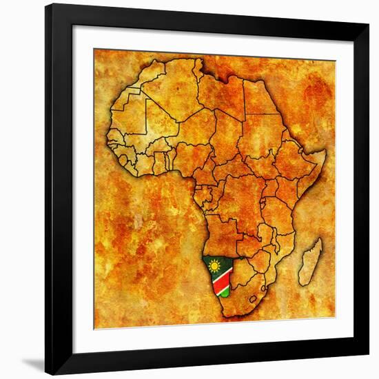 Namibia on Actual Map of Africa-michal812-Framed Art Print