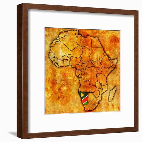 Namibia on Actual Map of Africa-michal812-Framed Art Print