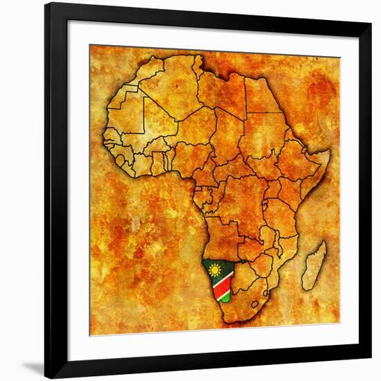 Namibia on Actual Map of Africa-michal812-Framed Art Print