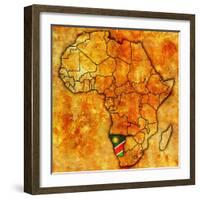 Namibia on Actual Map of Africa-michal812-Framed Art Print