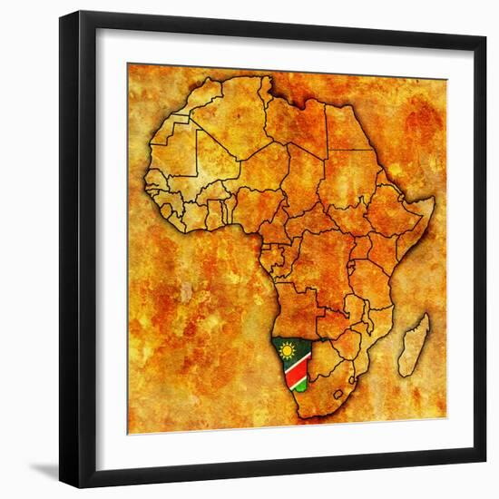 Namibia on Actual Map of Africa-michal812-Framed Art Print