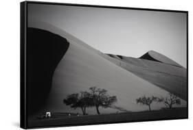 Namibia, Sossusvlei, Dune Sunset and Land Rover-Walter Bibikow-Framed Stretched Canvas