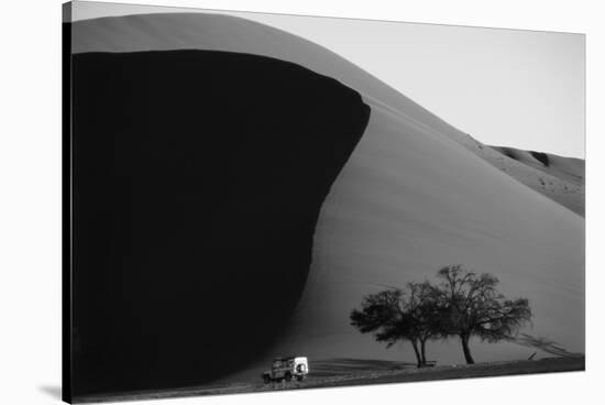 Namibia, Sossusvlei, Namib-Naukluft NP, Dune and Land Rover, Sunset-Walter Bibikow-Stretched Canvas