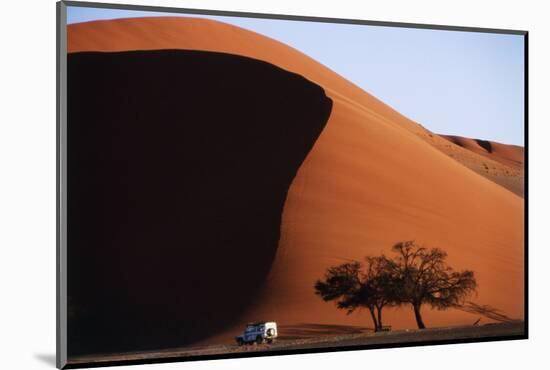Namibia, Sossusvlei, Namib-Naukluft NP, Dune and Land Rover, Sunset-Walter Bibikow-Mounted Photographic Print