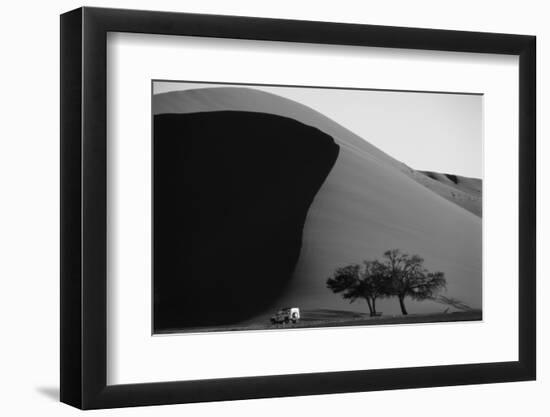 Namibia, Sossusvlei, Namib-Naukluft NP, Dune and Land Rover, Sunset-Walter Bibikow-Framed Photographic Print