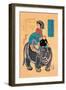 Namibian Ukiyo-E Elephant-null-Framed Art Print