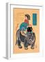 Namibian Ukiyo-E Elephant-null-Framed Art Print