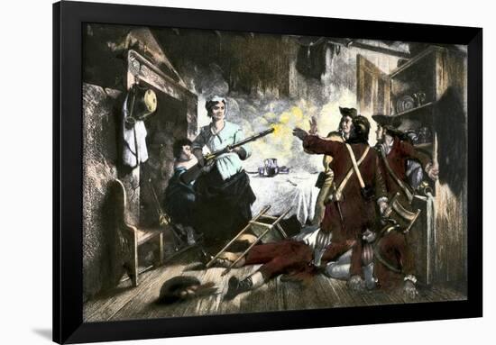 Nancy Morgan Hart Driving British Soldiers from Her Home, American Revolution-null-Framed Giclee Print