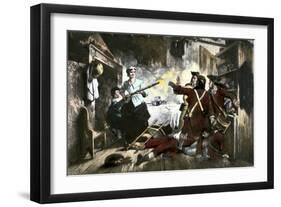 Nancy Morgan Hart Driving British Soldiers from Her Home, American Revolution-null-Framed Giclee Print