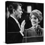 Nancy Reagan Proudly Watches as Her Husband Ronald Reagan Takes the Oath of Office-null-Stretched Canvas