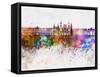 Nancy Skyline in Watercolor Background-paulrommer-Framed Stretched Canvas