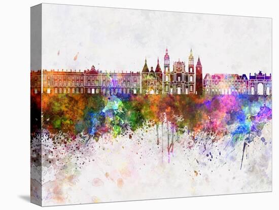 Nancy Skyline in Watercolor Background-paulrommer-Stretched Canvas