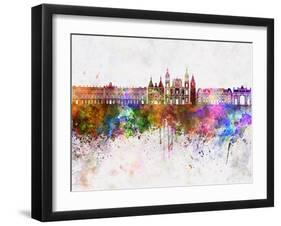 Nancy Skyline in Watercolor Background-paulrommer-Framed Art Print