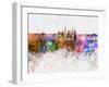 Nancy Skyline in Watercolor Background-paulrommer-Framed Art Print