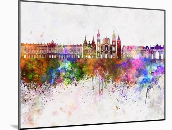 Nancy Skyline in Watercolor Background-paulrommer-Mounted Art Print