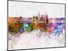 Nancy Skyline in Watercolor Background-paulrommer-Mounted Art Print